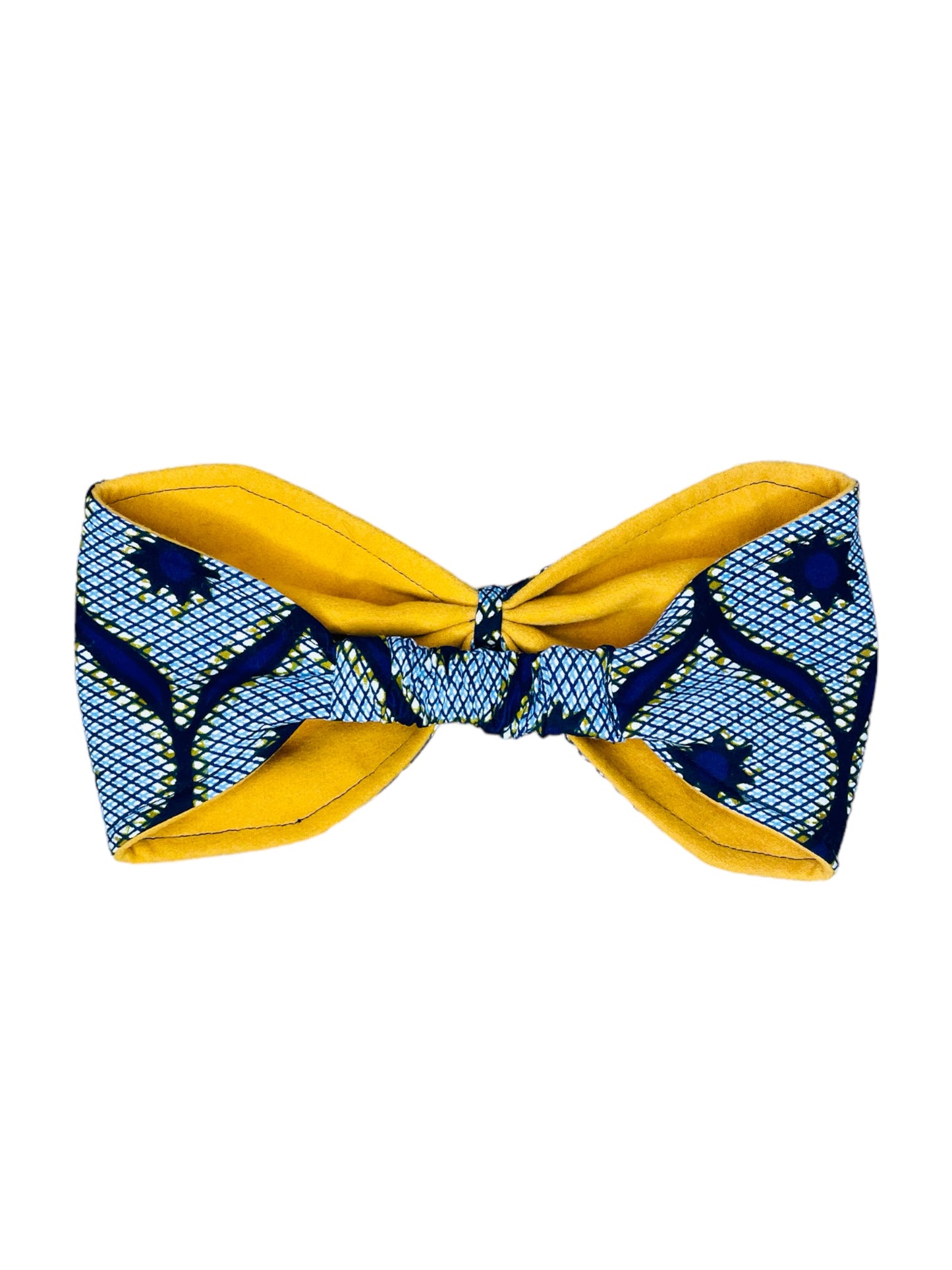 Cache-oreilles en wax “congrès” bleu et jaune