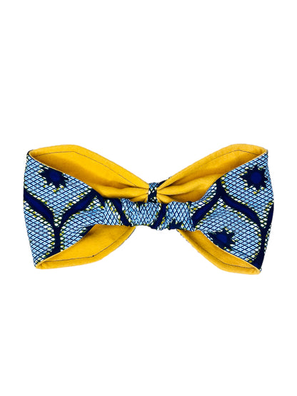 Cache-oreilles en wax “congrès” bleu et jaune
