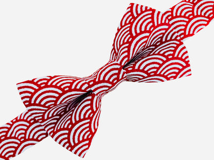 Nœud papillon rouge motifs "vagues de la mer"