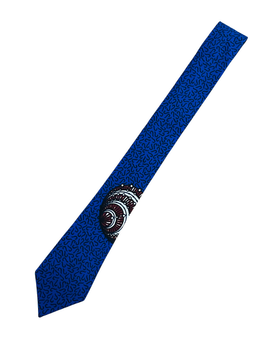 Cravate en wax bleu klein cousue main